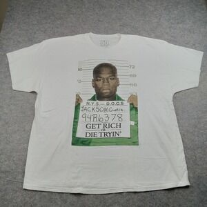 50 Cent Shirt Mens 3XL White Get Rich Or Die Tryin‎ Graphic Rap Hip Hop 2023